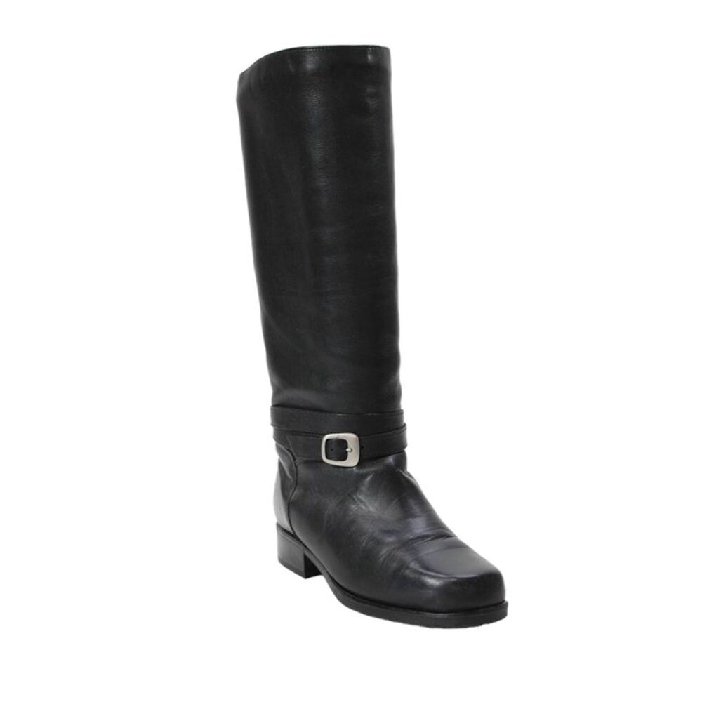 Santana Canada Womens Leather Buckle Detail Knee High Boots Black Size 5